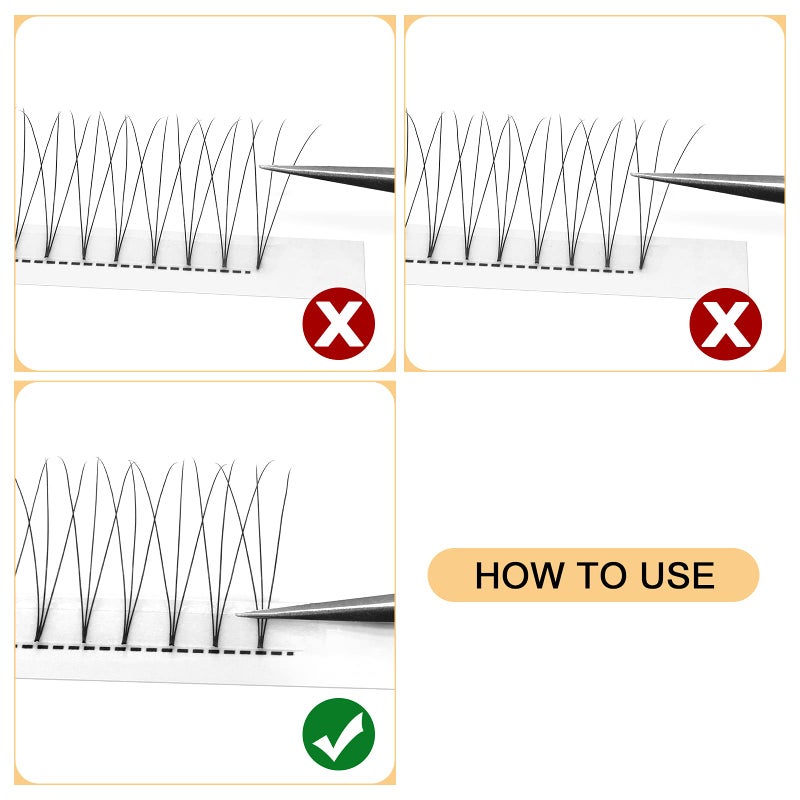 QUEWEL Premade Lash Fans, 3D Premade Fans Eyelash Extensions 0.07mm Thickness C Curl Mix9-16mm Volume Lash Extensions Short Stem Pre Made Fans Eyelash Extensions(3D 0.07C Mix9-16mm New) - Image 4